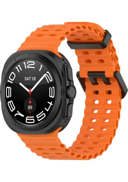 Samsung Galaxy Watch 7 Ultra 47MM ile Uyumlu Kordon Dalgalı Silikon Kayış