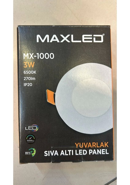 3W 6500K Yuvarlak Sıva Altı LED Panel