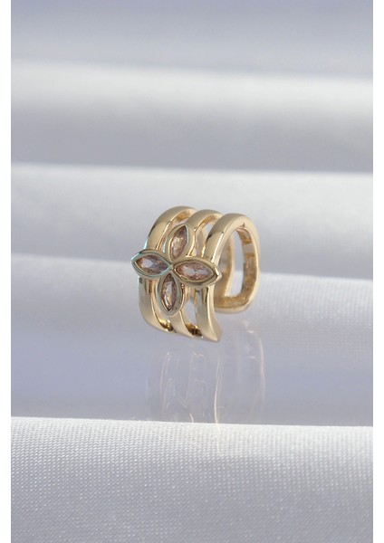 Pirinç Gold Renk Yonca Earcuff Küpe