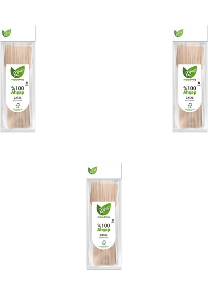 Doğaya Dönüş Ekolojik Doğal Doğa Dostu Ahşap Çatal - 16 cm. - 8'li 3 Paket