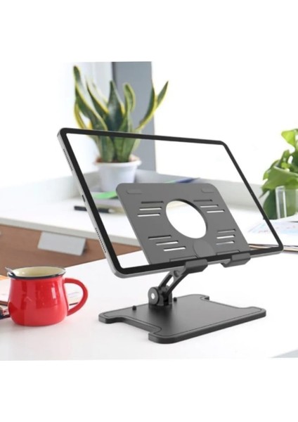 Katlanabilir 5 Kademe Yükseklik ve Eğim Ayarlı Kaydırmaz Tabanlı Telefon Tablet Tutucu Standı