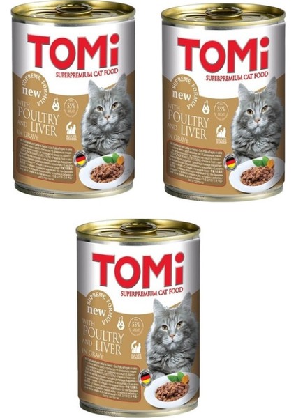 Kümes Hayvanlı ve Ciğerli Gravy Soslu Kedi Konservesi 400 Gr. x 3 Adet