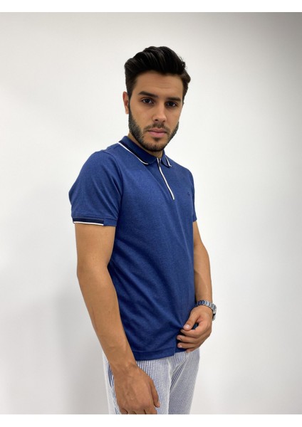 Erkek Yarım Fermuarlı Yakalı Dokulu T-Shirt modelleri