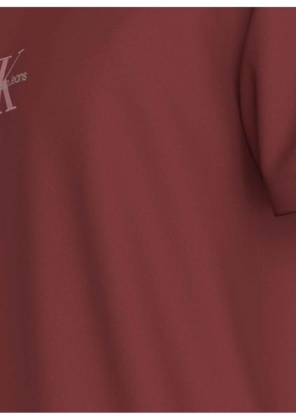 Bisiklet Yaka Nakışlı Bordo Erkek T-Shirt J30J325649VAI Monologo Tee