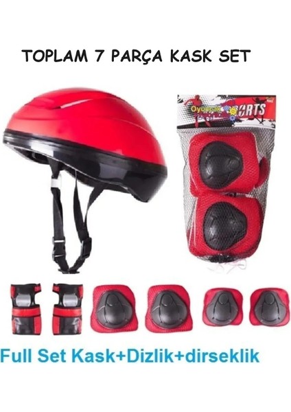 Bisiklet Scooter Kaykay Için Kask Dizlik Dirseklik Koruyucu Set Tam 7 Parça