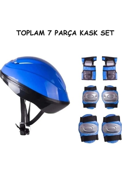 Bisiklet Scooter Kaykay Için Kask Dizlik Dirseklik Koruyucu Set Tam 7 Parça