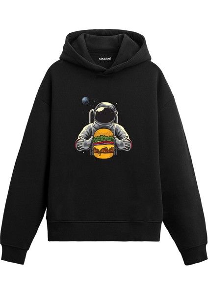 Galaktik Atıştırmalık Uzay Temalı Astronomi Astronot Gezegen Tasarım Doğum Günü Hediyesi Pamuklu Hoodie Kapşonlu Sweatshirt