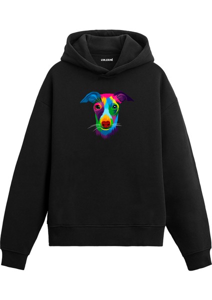 Köpek Lila Renkli Köpek Tasarımı Doğum Günü Hediyesi Pamuklu Hoodie Kapşonlu Sweatshirt