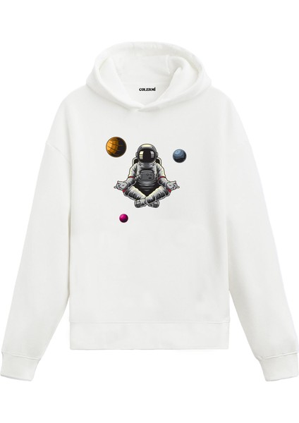 Kozmik Zen Uzay Temalı Astronomi Astronot Gezegen Tasarım Doğum Günü Hediyesi Pamuklu Hoodie Kapşonlu Sweatshirt