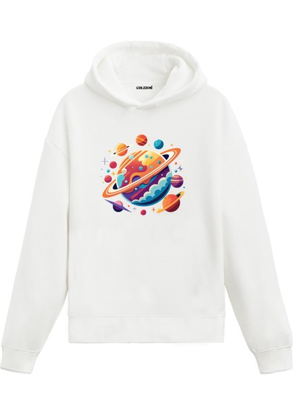 Gezegenler Arası Macera Uzay Temalı Astronomi Astronot Gezegen Tasarım Doğum Günü Hediyesi Pamuklu Hoodie Kapşonlu Sweatshirt