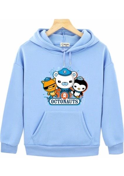 Kids Faceözel Tasarım Kapüşonlu Octonauts ve Arkadaşları Baskılı Oversize Erkek Çocuk Sweatshırt