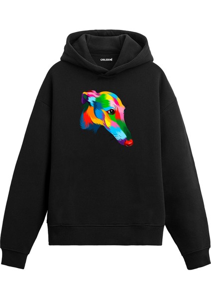 Köpek Tazı Renkli Köpek Tasarımı Doğum Günü Hediyesi Pamuklu Hoodie Kapşonlu Sweatshirt