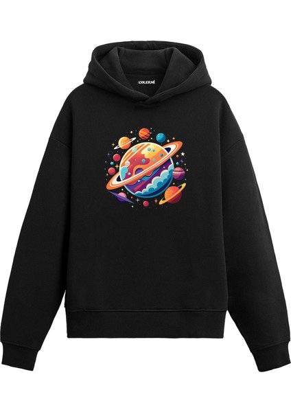Gezegenler Arası Macera Uzay Temalı Astronomi Astronot Gezegen Tasarım Doğum Günü Hediyesi Pamuklu Hoodie Kapşonlu Sweatshirt