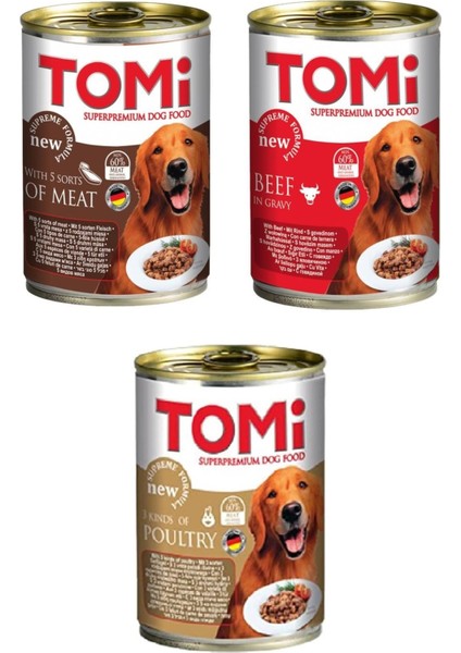 3 Çeşit Karma Gravy Soslu Köpek Konservesi 400 Gr. x 3 Adet