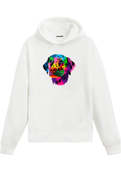 Köpek Benek Renkli Köpek Tasarımı Doğum Günü Hediyesi Pamuklu Hoodie Kapşonlu Sweatshirt