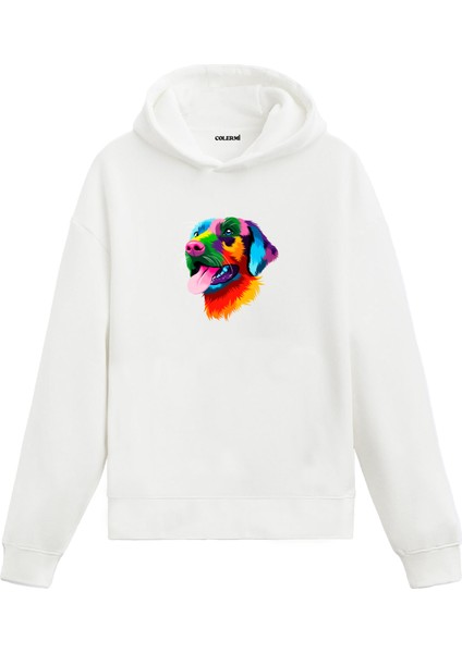Köpek Casper Renkli Köpek Tasarımı Doğum Günü Hediyesi Pamuklu Hoodie Kapşonlu Sweatshirt