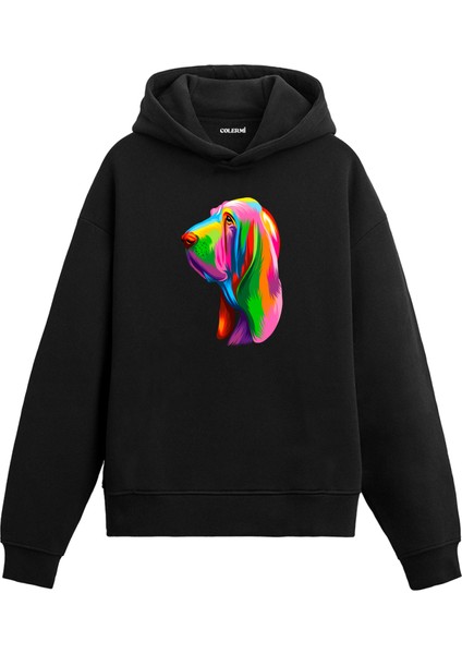 Sadık Dost Renkli Köpek Tasarımı Doğum Günü Hediyesi Pamuklu Hoodie Kapşonlu Sweatshirt
