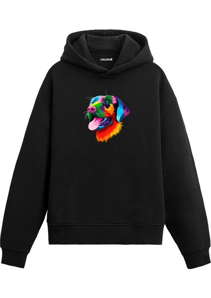 Köpek Casper Renkli Köpek Tasarımı Doğum Günü Hediyesi Pamuklu Hoodie Kapşonlu Sweatshirt