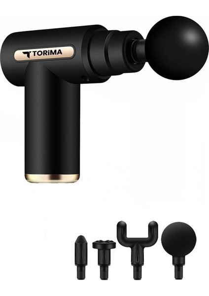 BX-720 Siyah Darbeli Titreşimli Şarjlı Sporcu Masaj Tabancası Masaj Aleti Kas Egzersiz Aleti