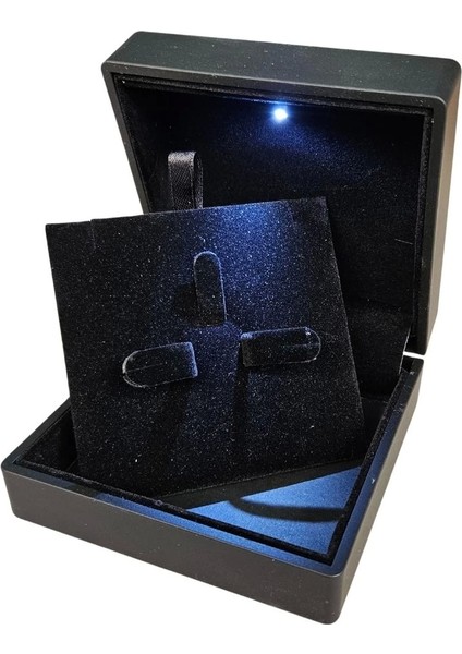 Işıklı Kare Mini Set Kutusu Siyah