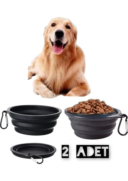 2 Adet Katlanır Taşınabilir Kedi Köpek Mama Su Kabı