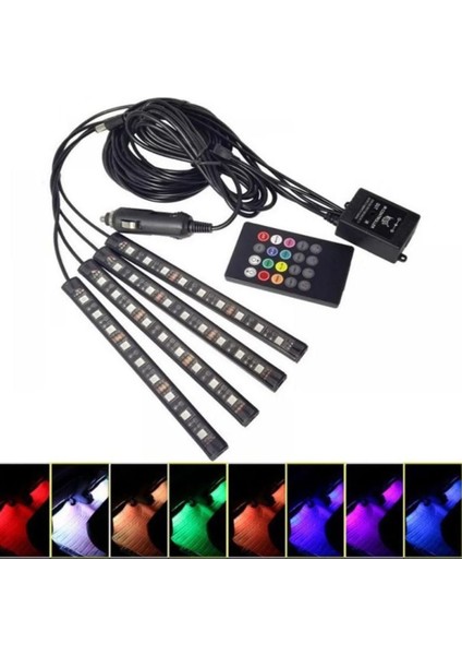 Araç Ayak Altı LED Lamba 12 LED 4 Lü Rgb Araç Içi Müziğe Duyarlı Aydınlatma Kumandalı 12 LED 4 Lü fiyatları