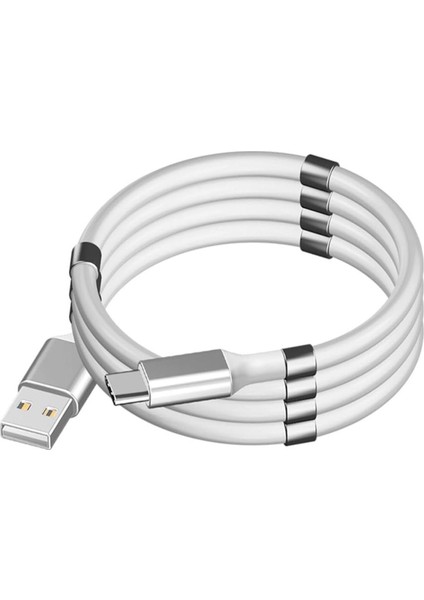 Araç Ev Ofis Mıknatıslı Kendini Toplayan Sarmalı Şarj Ara Kablosu USB Çıkış Type-C Uyumlu Ara Kablo