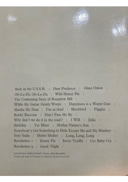 The Beatles ‎– The Beatles 1970'ler Baskı Çift Plak Lp modelleri