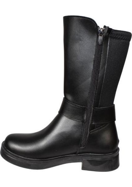 Yazkış Kadın Siyah Cilt Arkası Streç Kumaş 26CM Bilek Boyu Yandan Fermuarlı Kalın Taban Bot fiyatları