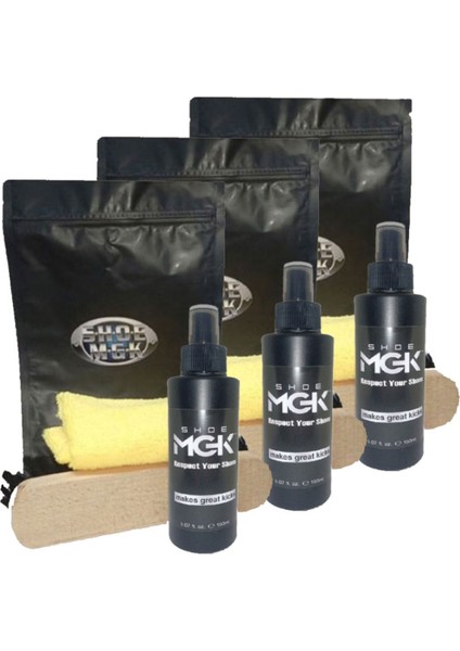 Mgk Shoe Cleaner 3LÜX150 ml Ayakkabı Temizleme Sprey Form ve ile Birlikte Bez ile Fırça + Hediy.e Jel