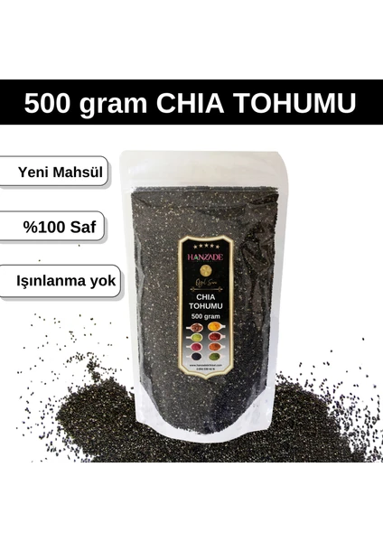 Hanzade Bitkisel Chia Tohumu Çiya Seed Yeni Mahsül Katkısız 500 gr