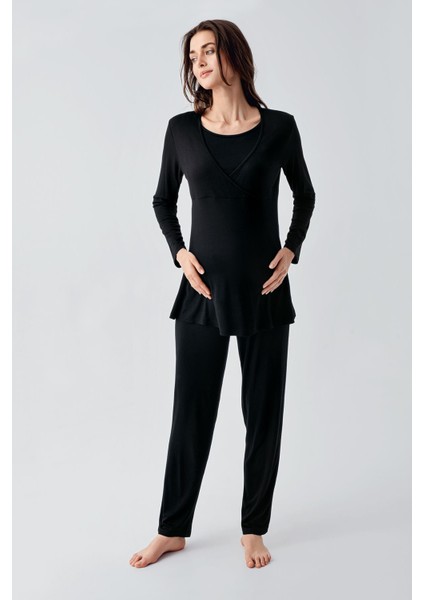 Uzun Kollu Esnek Likralı Viskoz Hamile Pijama Takım 23105 fiyatları