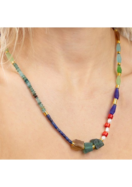 Aquaco Doğaltaş Gümüş Kolye