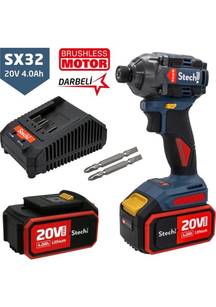 SX32- 2 x 4.0 Çift Akülü Kömürsüz Darbeli Vidalama 20 V - 4 Ah