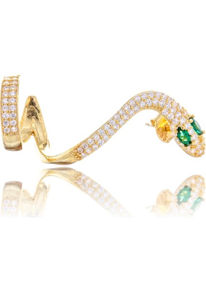 Tekli Yılan Gümüş Küpe