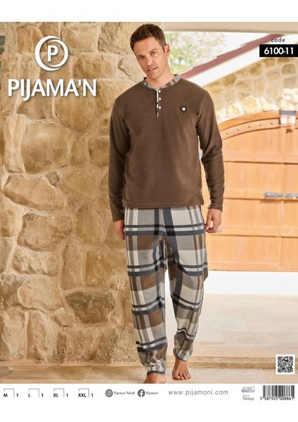 Erkek Düğme Yaka Kışlık Polar Pijama Takımı 6100/11 - 1 Adet