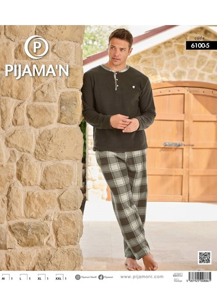 Erkek Düğme Yaka Kışlık Polar Pijama Takımı 6100/5 - 1 Adet