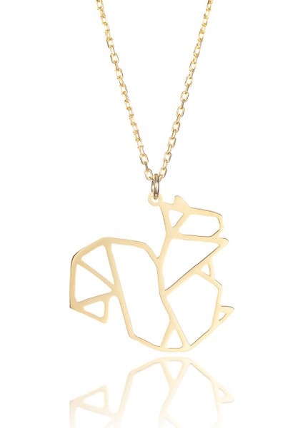 Origami Squirrel Gümüş Kolye