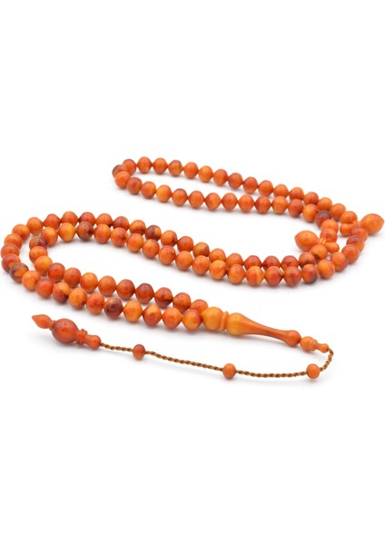 Sistemli Sığırcık Kesim 99 Luk Hareli Turuncu Toz Kehribar Tesbih