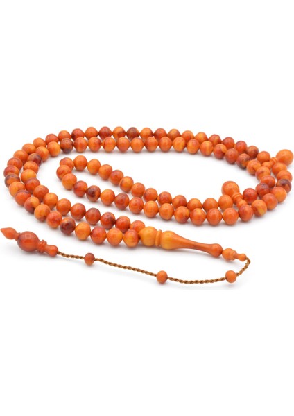 Sistemli Sığırcık Kesim 99 Luk Hareli Turuncu Toz Kehribar Tesbih fiyatları