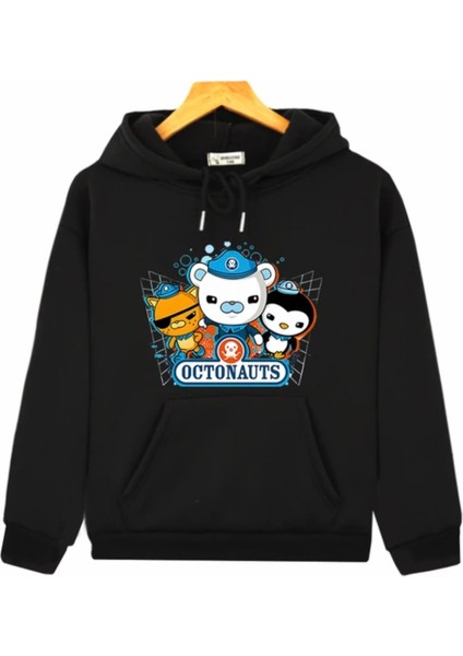 Özel Tasarım Kapüşonlu Octonauts ve Arkadaşları Baskılı Kışlık Erkek Çocuk Sweatshırt