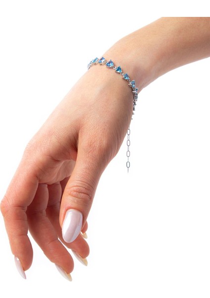 Blue-Heart Su Yolu Gümüş Bileklik fiyatları