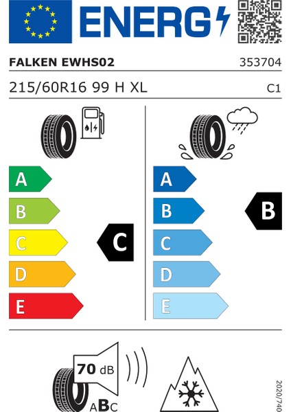 215/60 R16 99H Tl Xl Eurowinter HS02 4x4 Oto Kış Lastiği (Üretim Yılı:2023)