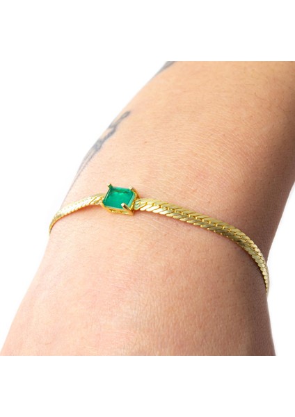 Paraiba Baget Italyan Zincir Gümüş Bileklik