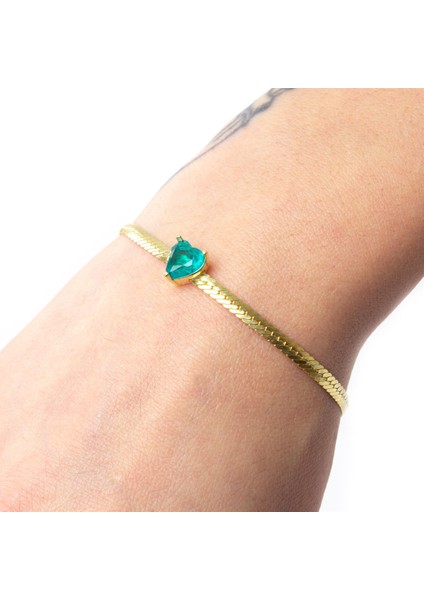 Paraiba Kalpli Italyan Zincir Gümüş Bileklik