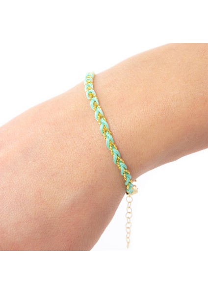 Yeşil Ipek Gümüş Bileklik