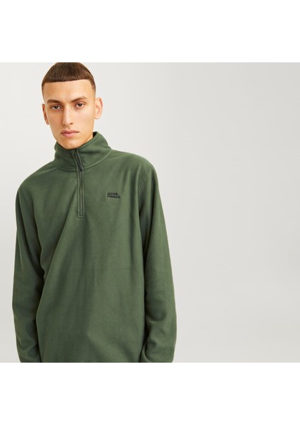 Erkek Yarım Fermuarlı Logo Baskılı Sweatshirt - Corp