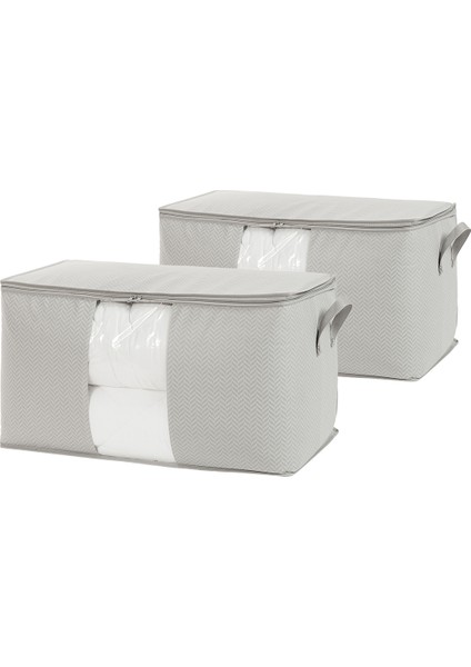 2'li Mega Boy Pvc Pencereli Gri Balıksırtı Hurç Set 75 x 40 x 40 cm