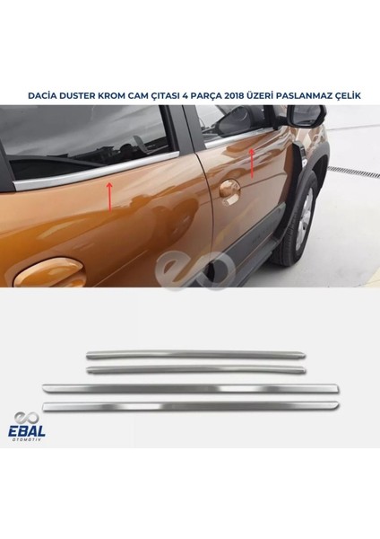 Dacia Duster Krom Cam Çıtası 4 Kapı 2018 Ve üzeri Uyumlu Paslanmaz Çelik