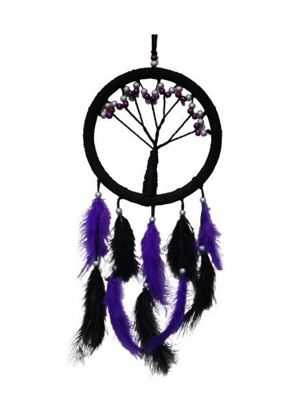 Mor Incili Hayat Ağacı Dream Catcher